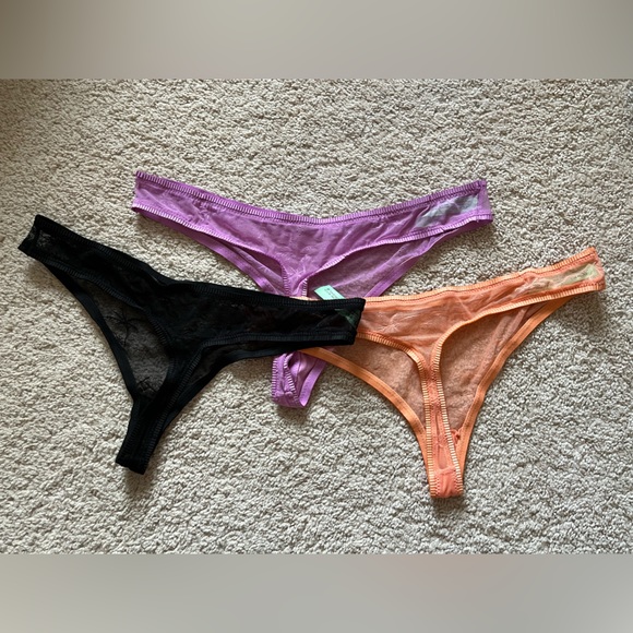 🆕 Honeydew Set of 3 Sheer Palm Tree Thongs M Black Golden Hour Ipanema 🏝️ - Picture 5 of 5